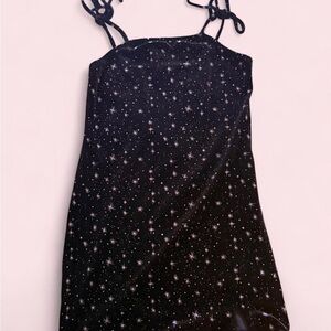 Black Star Print Mini Dress